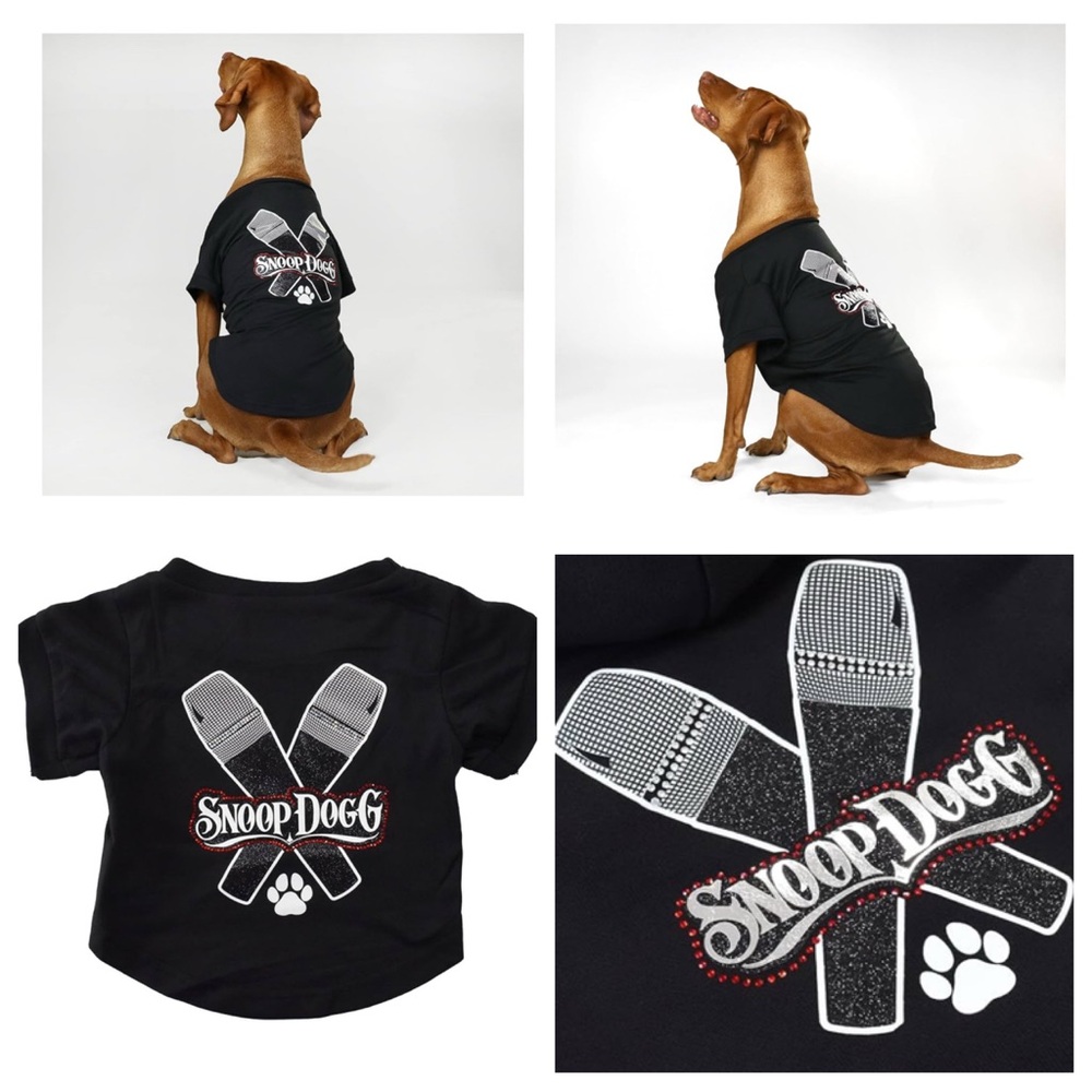 NEW Snoop Dogg Deluxe T-shirt size L, w/Mic Drop graphic w/glitter & rhinestones